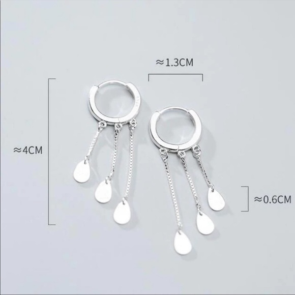 NEW 925 STERLING SILVER TASSEL DROP HOOP EARRINGS, NICE EARRINGS, CUTE EARRINGS - Picture 6 of 7